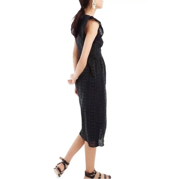 J. Crew Ruffle Sleeve Eyelet Dress Black Size 0 - Picture 3 of 14